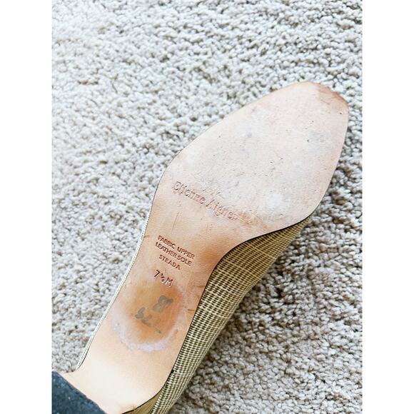 Etienne Aigner Houndstooth Cap Toe Pumps 7.5 Leather Vintage Career Academia 60s - Picture 9 of 9